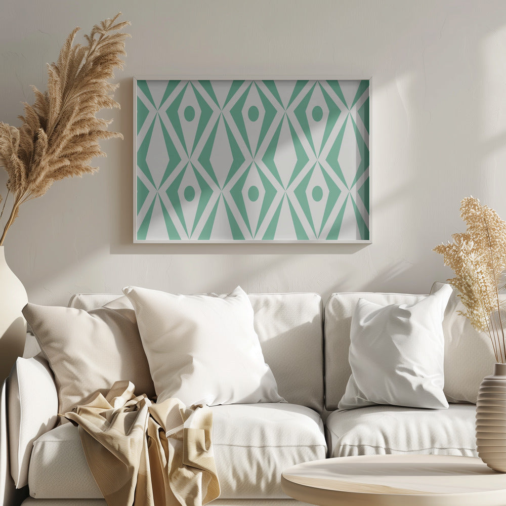 Minimalist art deco geometric diamonds mint | Poster