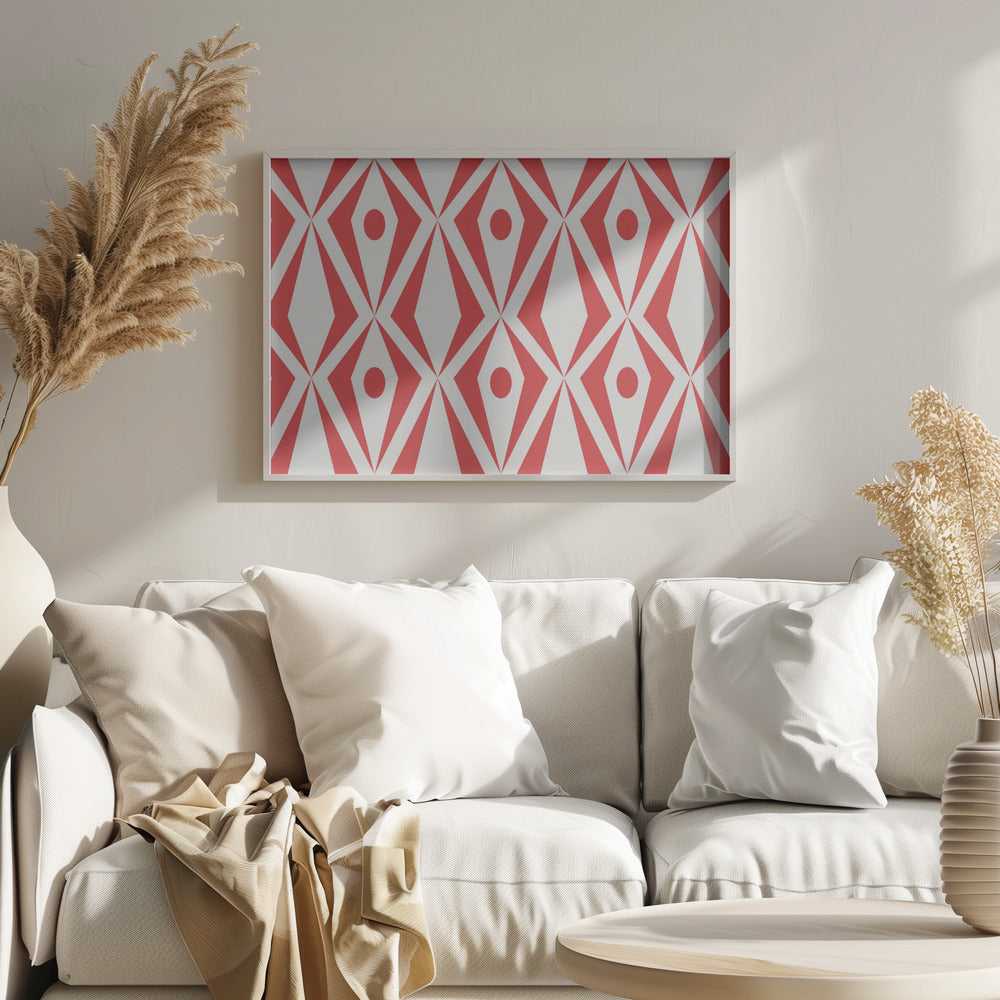 Minimalist art deco geometric diamonds red | Poster