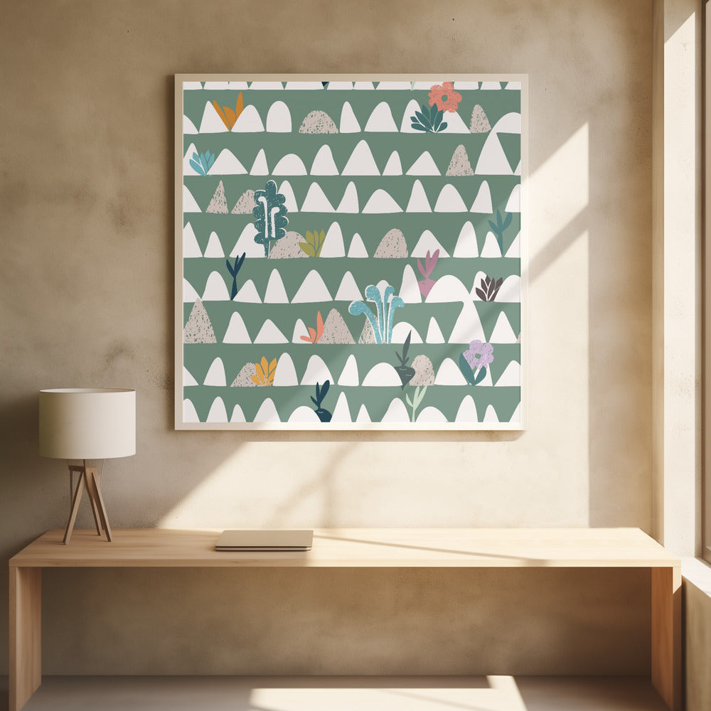 Jordbruksmark abstrakt salviagrön | Poster