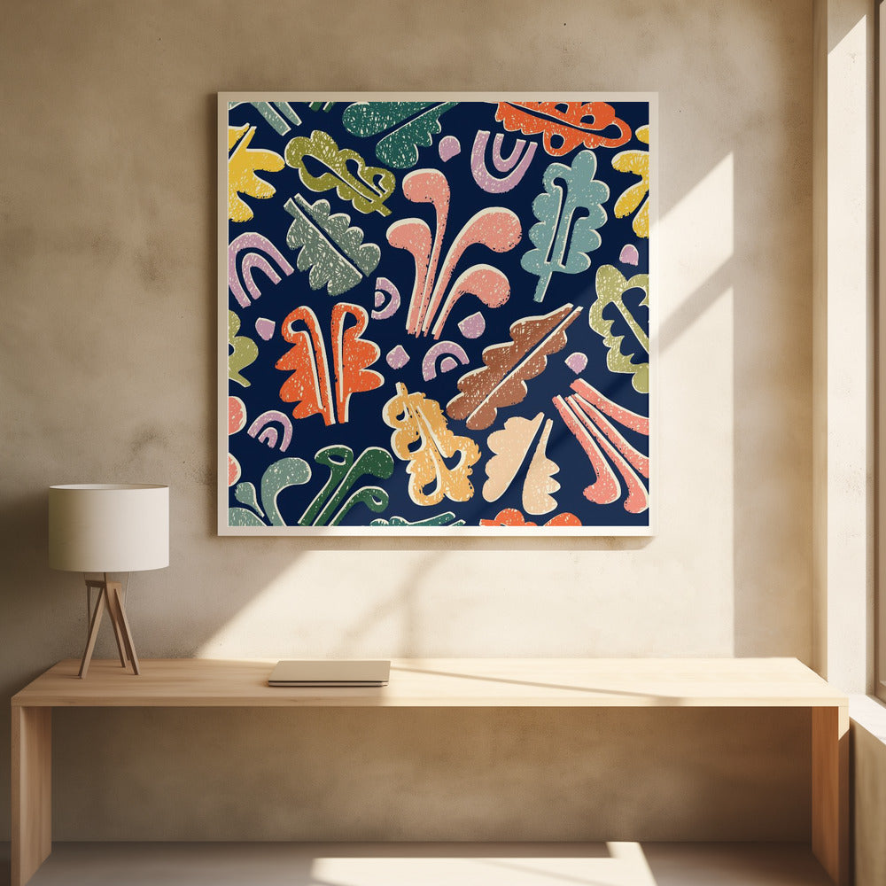 Affiches imprimées au bloc avec motif de feuilles colorées