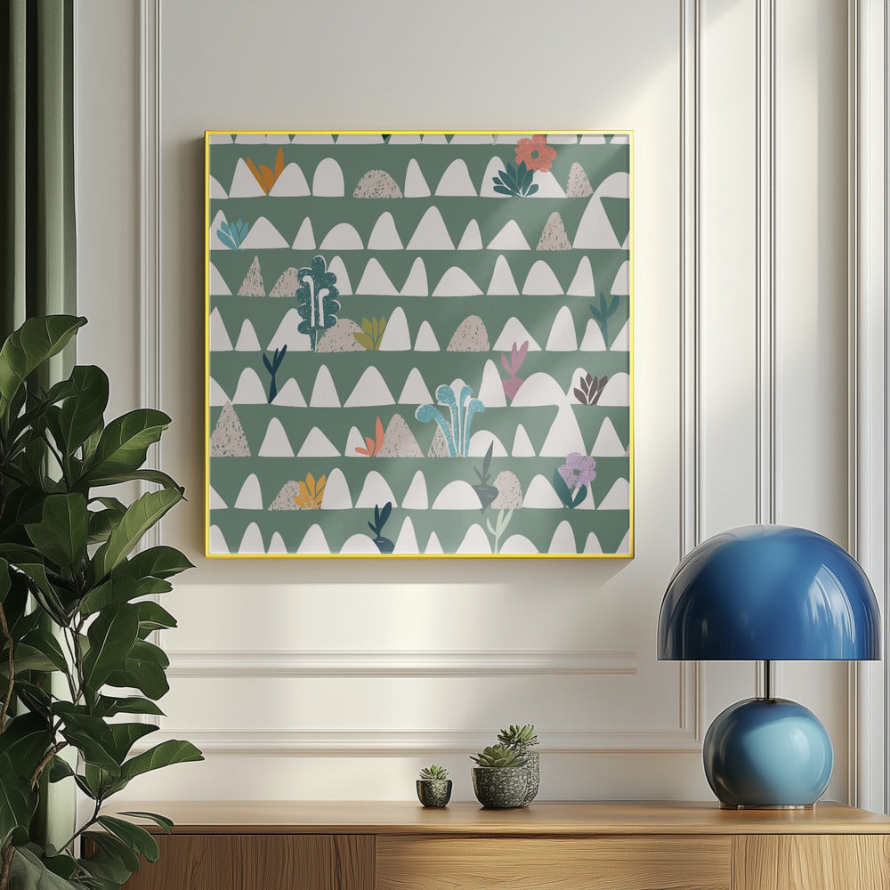 Jordbruksmark abstrakt salviagrön | Poster
