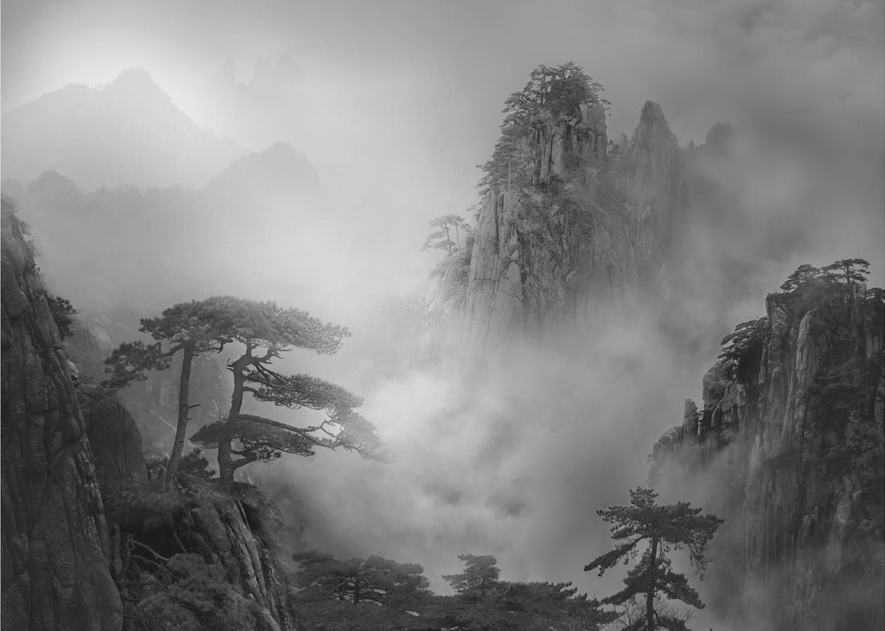 Huang Shan i dimman | Fototapet