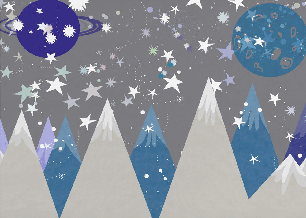 Winterszenen: Nachthimmel Mitternachtsblaues Wandbild für Kinderzimmer | Fototapeten