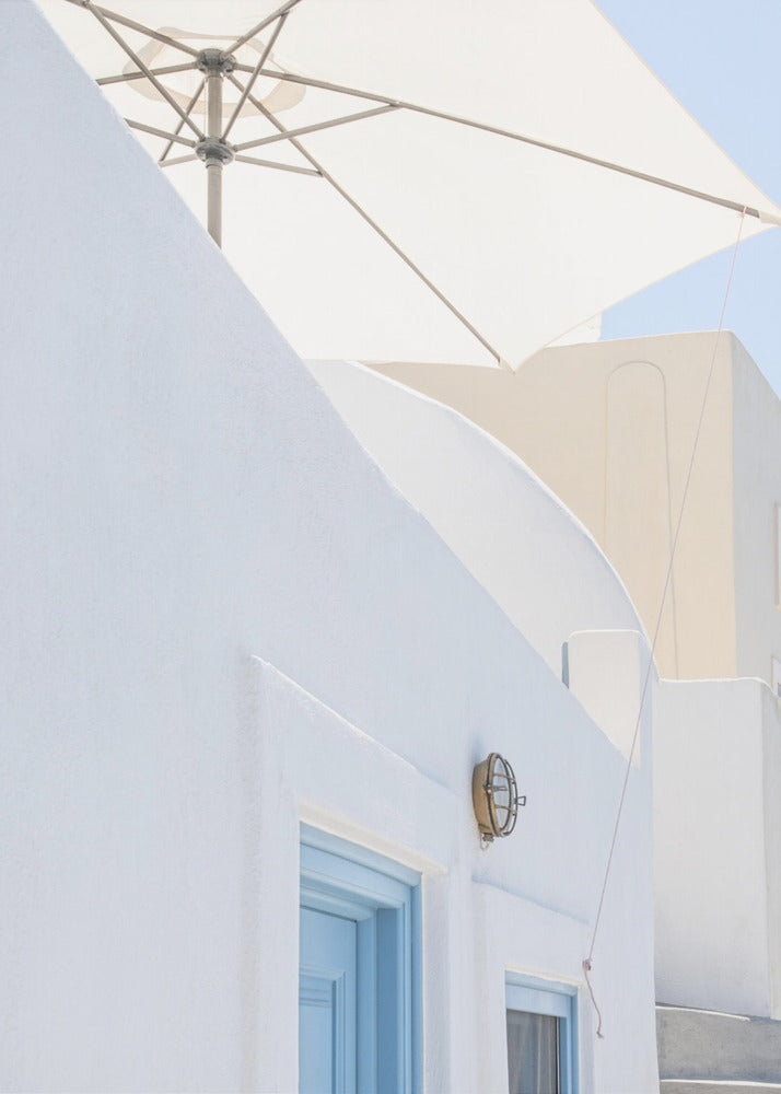 tenda parasole e porte blu | Stampe su Tela