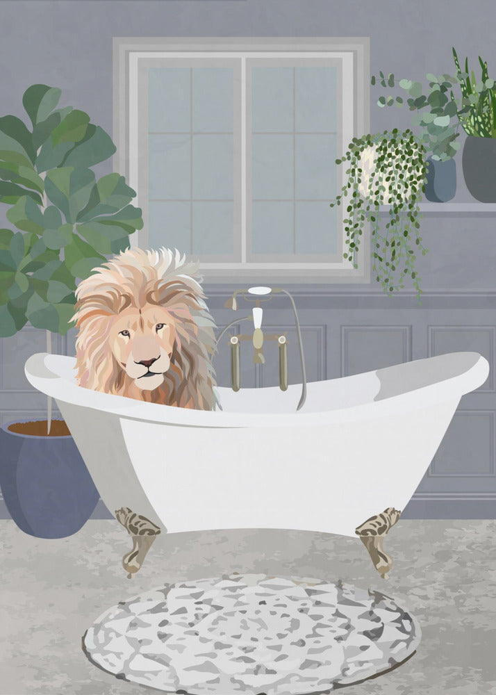 Le lion prend un bain | Tableaux sur Toile