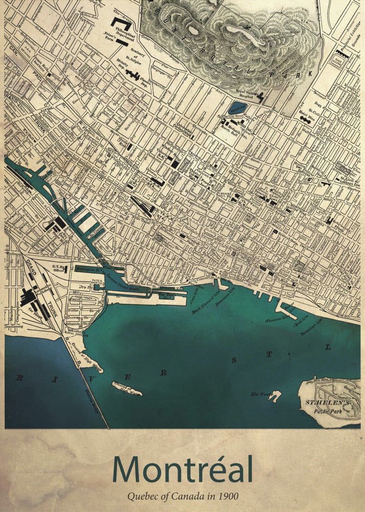 Carte de Montréal | Tableaux sur Toile