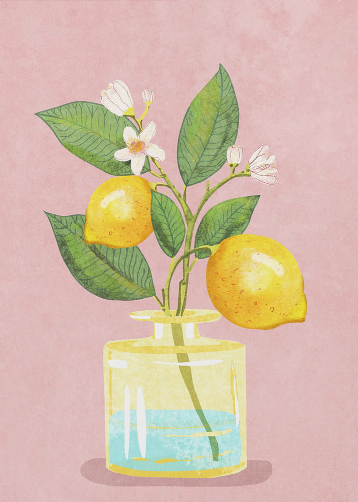 Mazzo di limoni in vaso | Stampe su Tela