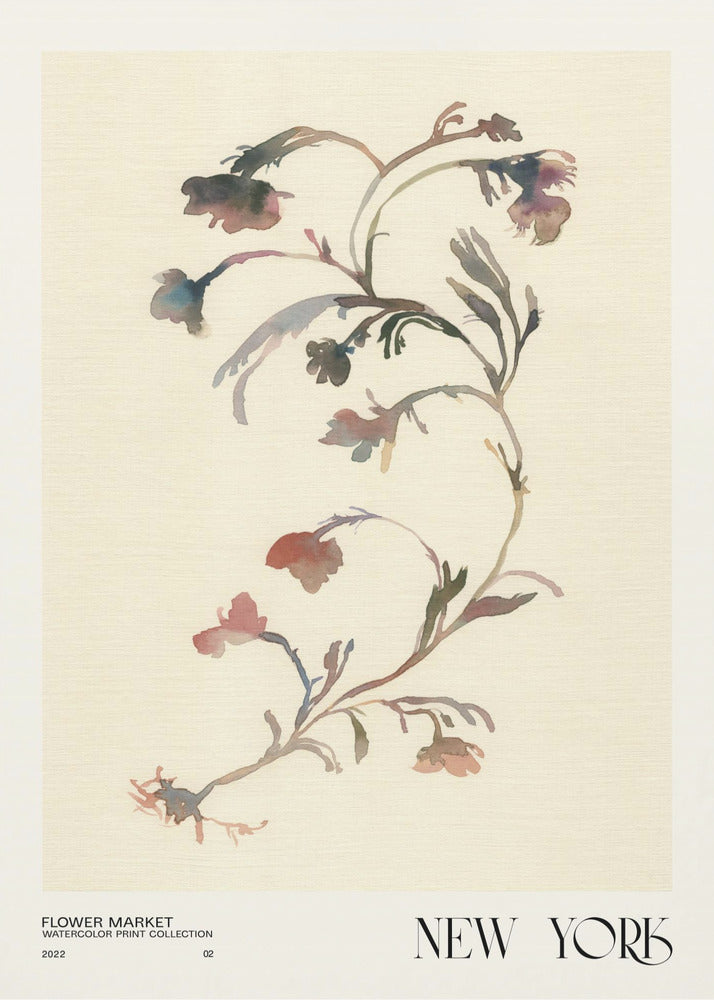 Watercolor print collection. Flower market - New York | Poster