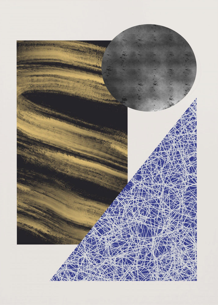 Geometriska former med svart och guld textur | Poster