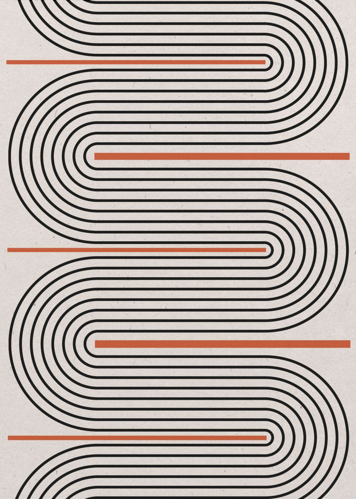 Lignes rouges, beiges et noires contemporaines | Posters - Affiche Artistique