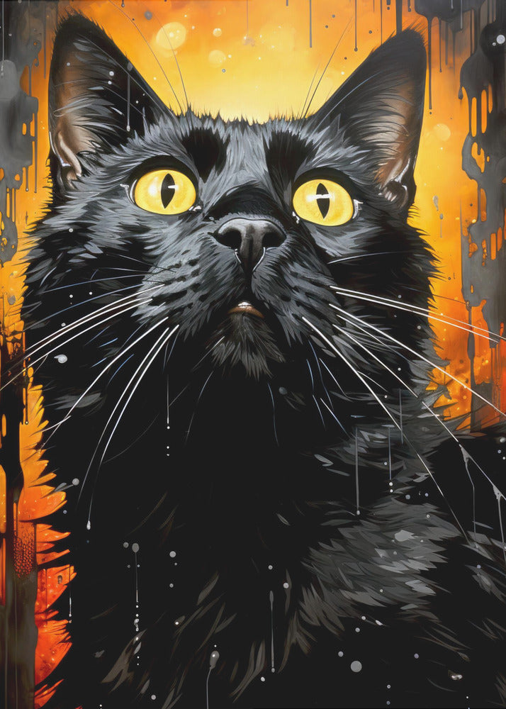 Black Cat Adam Watercolor Animal Art | Poster