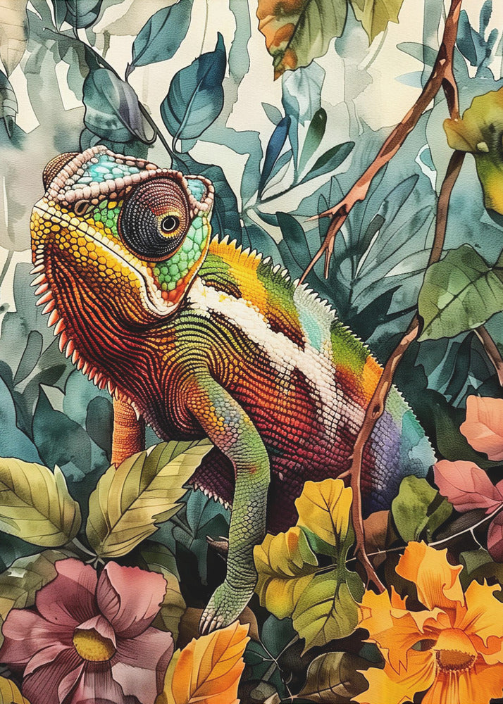 Chameleon watercolor animal art 1 | Poster