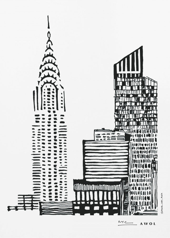 New York Citys skyline med skyskrabere | Lærredsbilleder