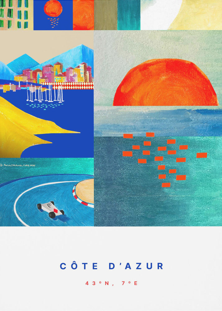 RIVIERA MODERNE : LA CÔTE D'AZUR COLORÉE Posters - Affiche Artistique | Tableaux sur Toile