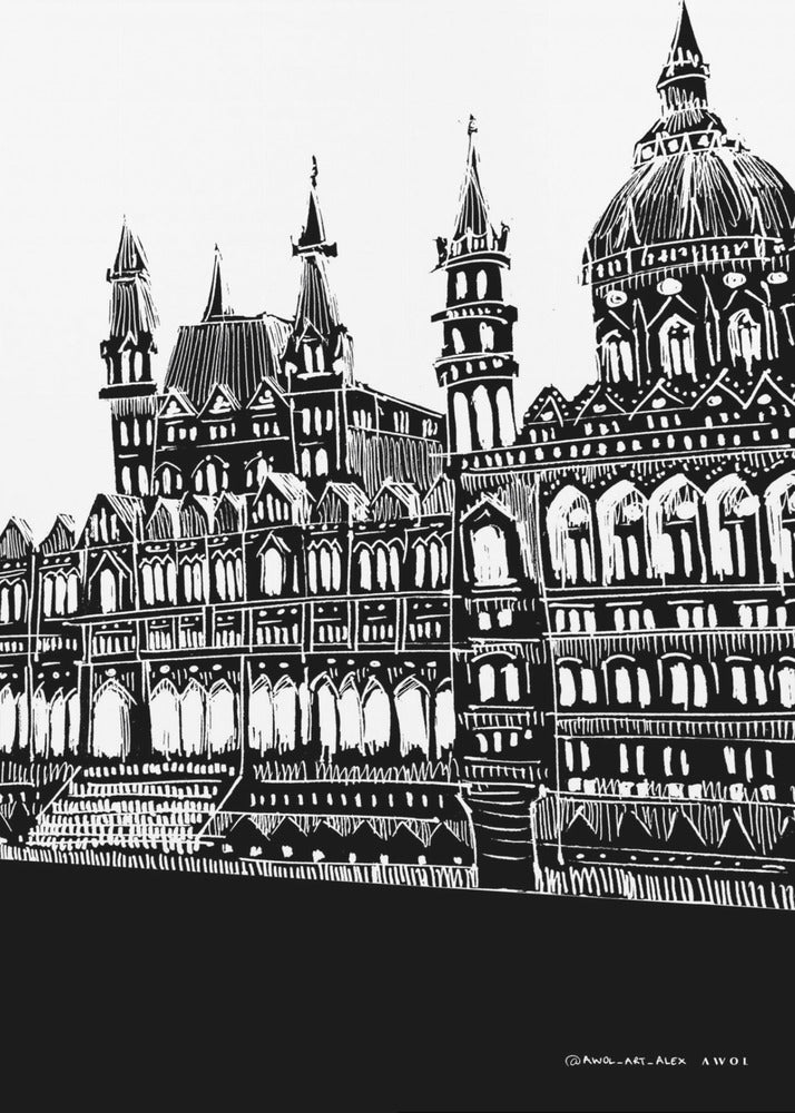 Budapest, Hongrie Art de la ville, dessin d'architecture en noir et blanc | Tableaux sur Toile