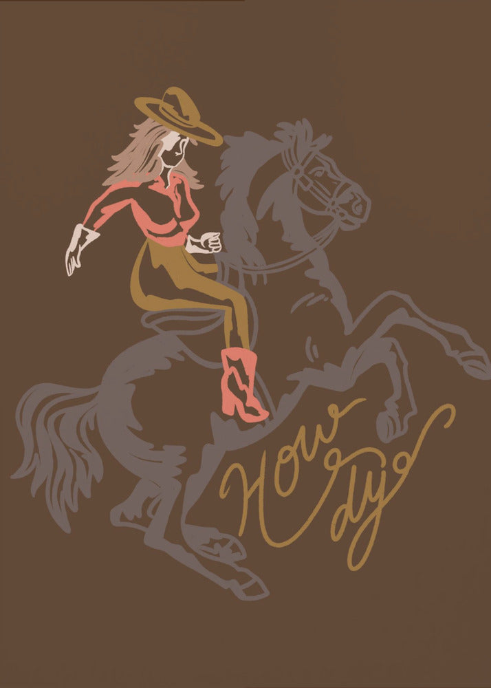 Cowgirl a cavallo rampante | Stampe su Tela