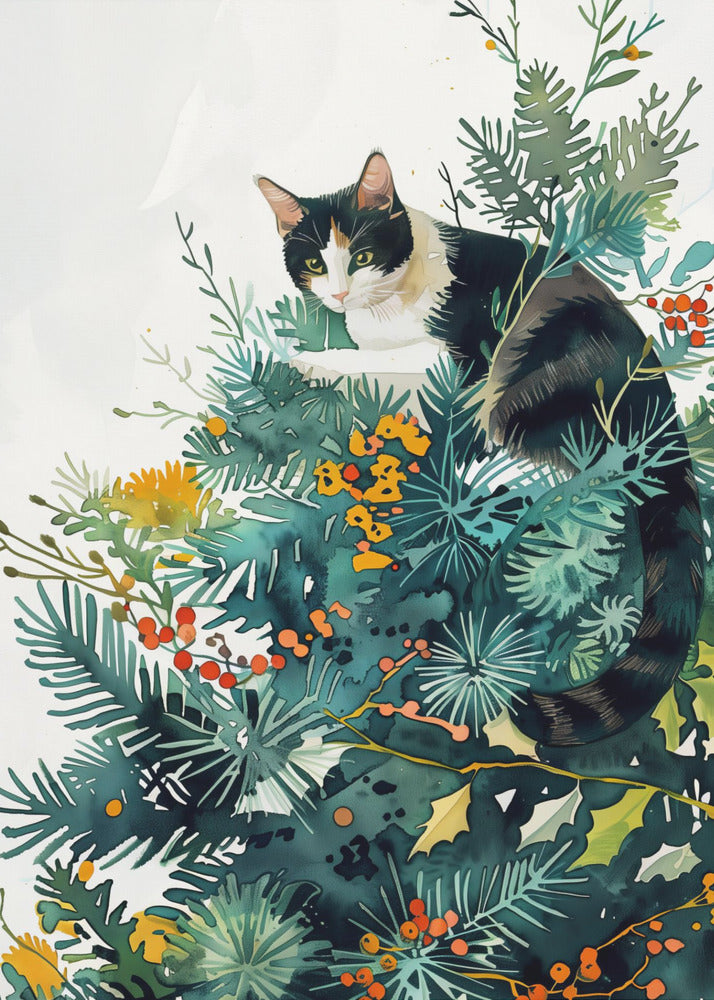 Kattunge och julgran | Poster