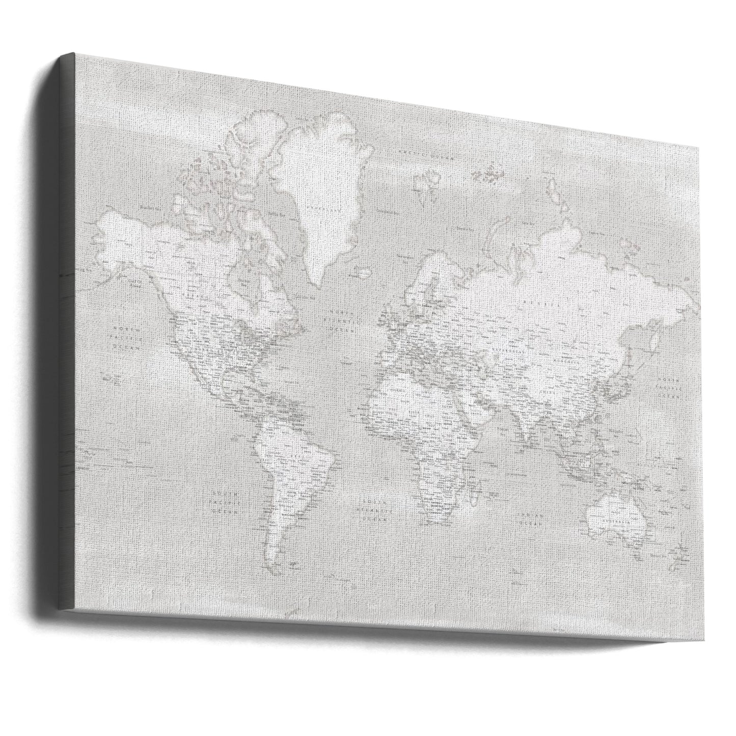 Carte du monde détaillée avec villes, Maeli neutre | Tableaux sur Toile