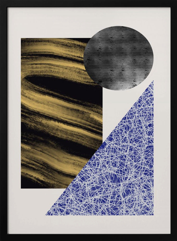 Geometriska former med svart och guld textur | Poster