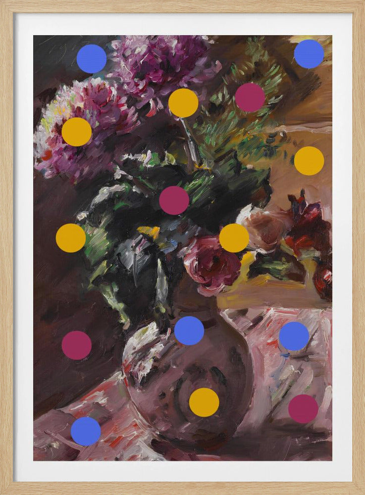 Classic Vase of Flowers And Dots | Poster