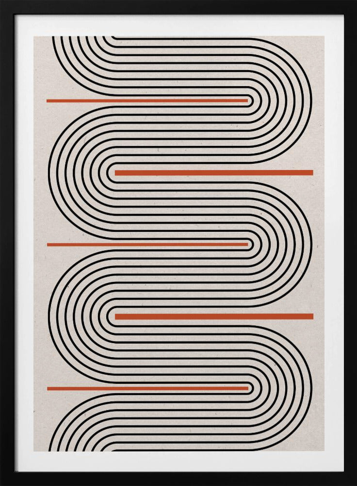Lignes rouges, beiges et noires contemporaines | Posters - Affiche Artistique
