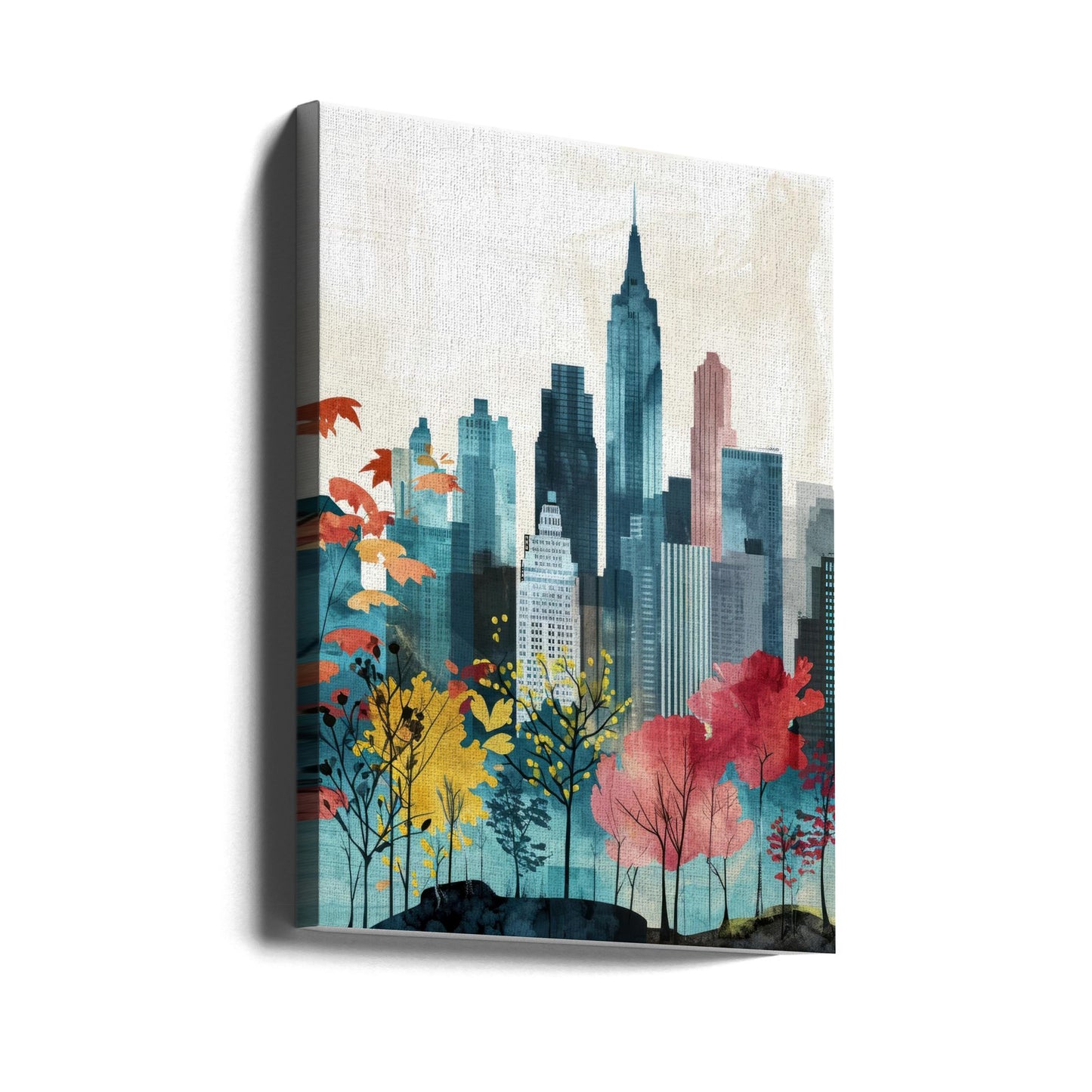 Pintura digital en acuarela de la ciudad de Nueva York (1) | Impresiones en Lienzo