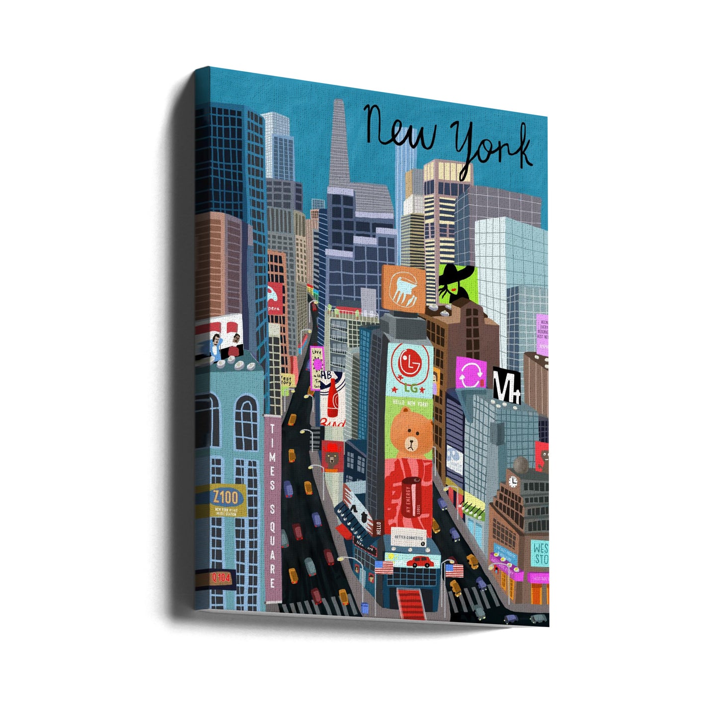 Times Square, New York Illustrazione dell'artista Carla Daly | Stampe su Tela