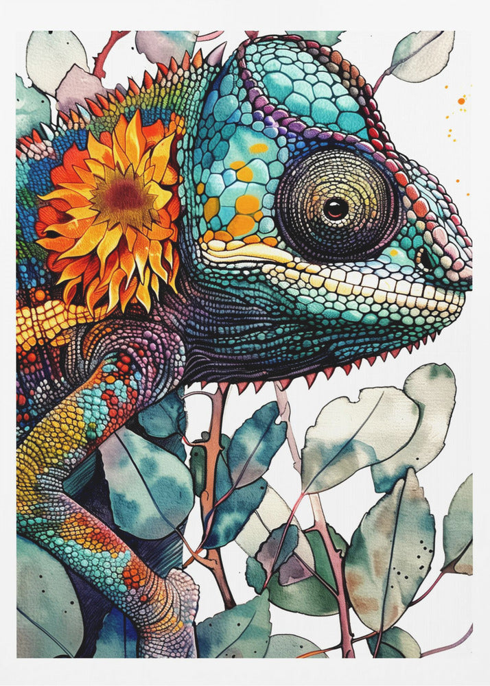 Chameleon watercolor animal art 7 | Poster