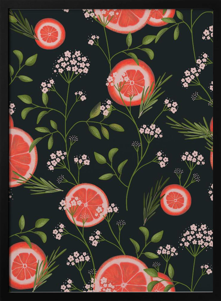 Holunderblüten und Orangen Schwarz 2 | Poster