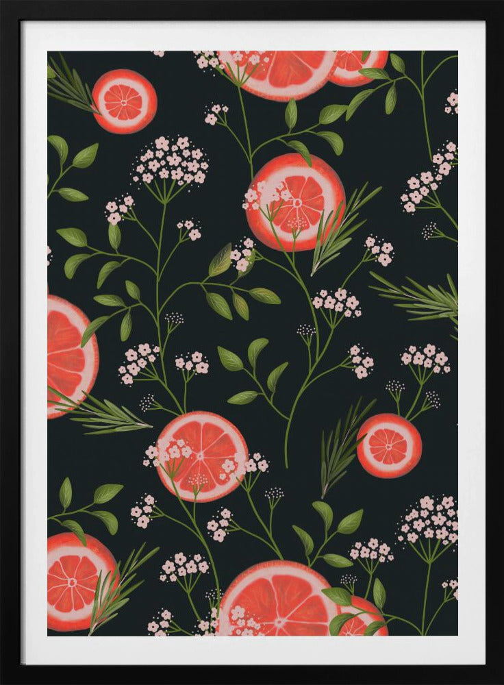 Holunderblüten und Orangen Schwarz 2 | Poster