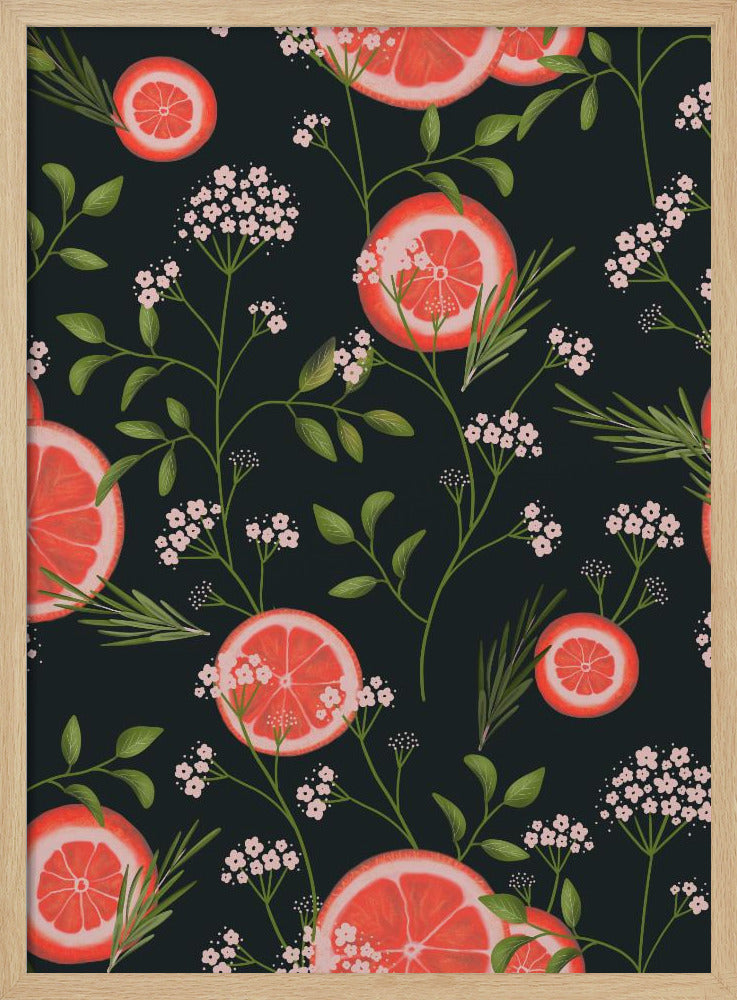 Holunderblüten und Orangen Schwarz 2 | Poster