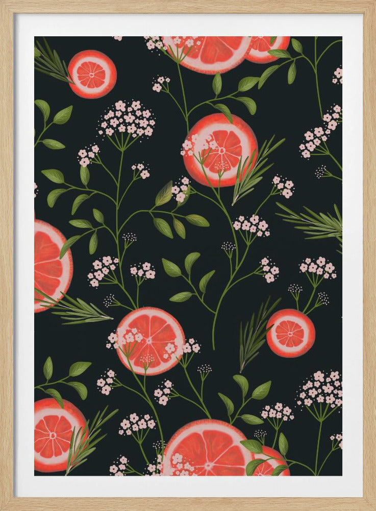 Holunderblüten und Orangen Schwarz 2 | Poster