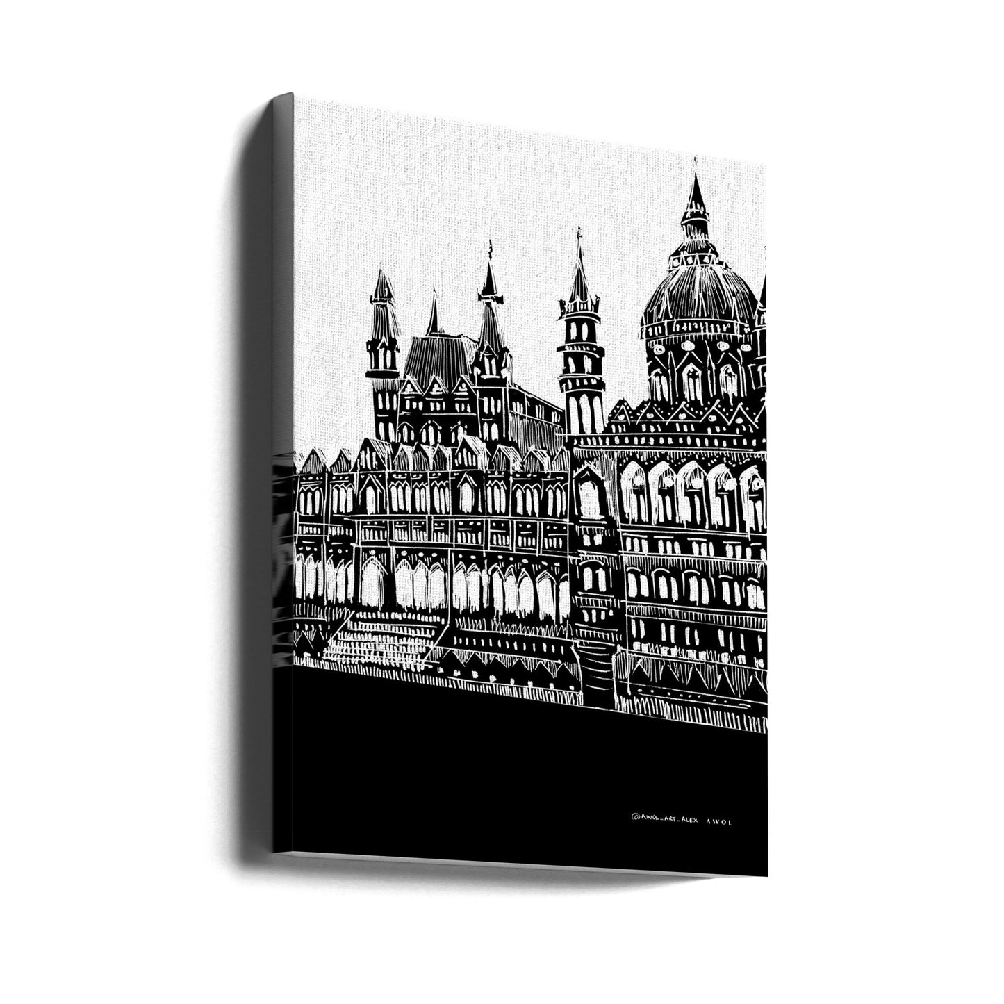 Budapest, Hongrie Art de la ville, dessin d'architecture en noir et blanc | Tableaux sur Toile