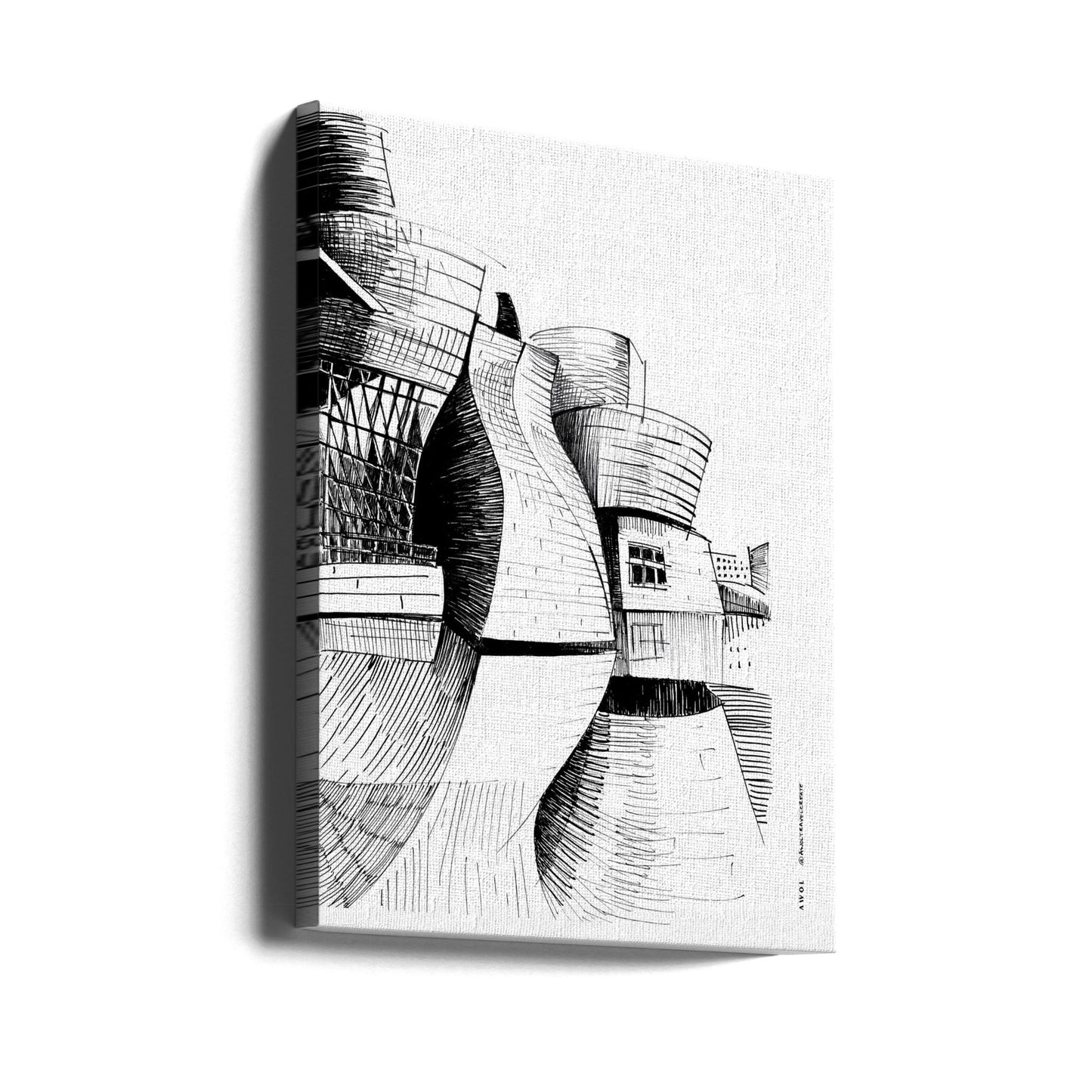 Edificio Guggenheim Bilbao, Dibujo de Arquitectura Moderna | Impresiones en Lienzo