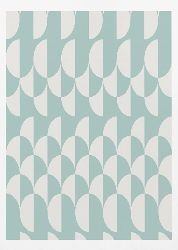 Minimalist art deco geometric arches aqua | Poster