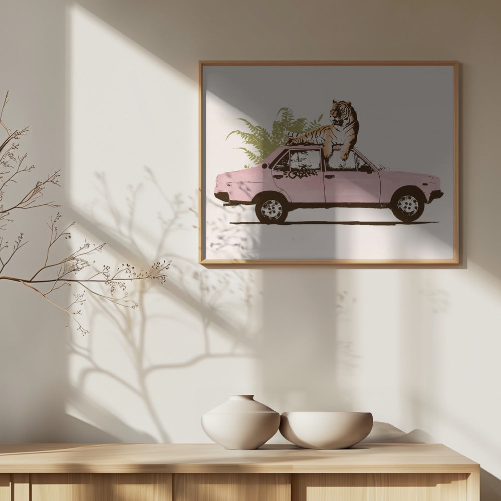 Tiger On Car | Poster
