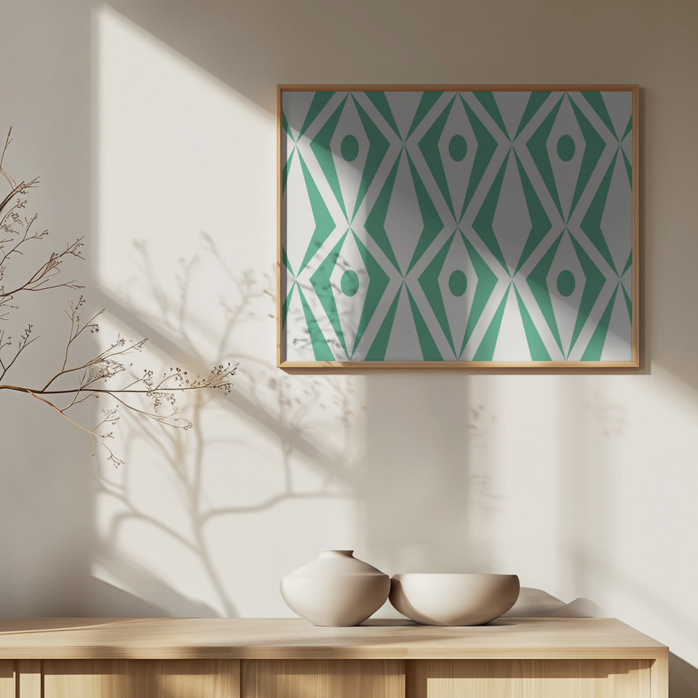 Minimalist art deco geometric diamonds mint | Poster