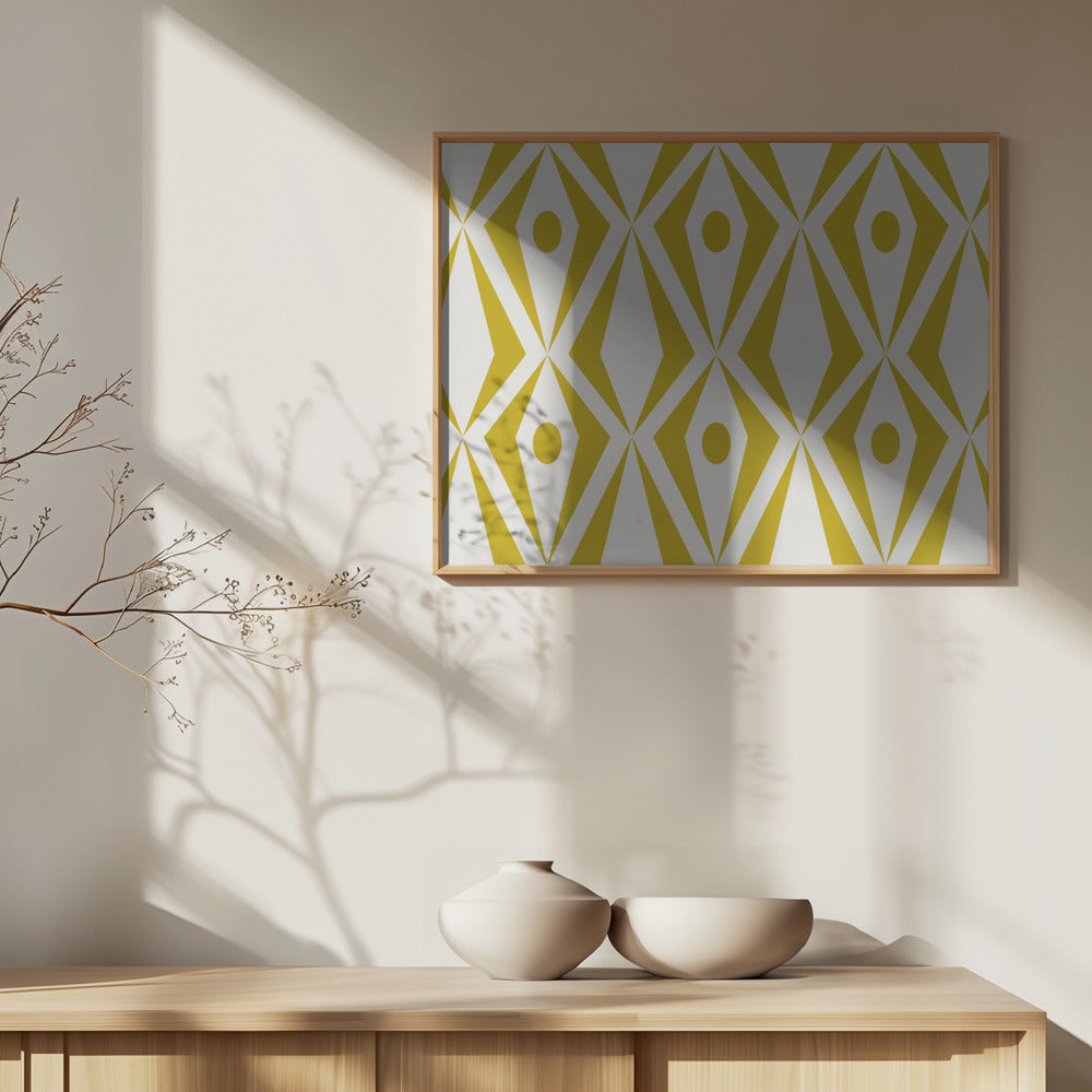 Minimalist art deco geometric diamonds yellow | Poster