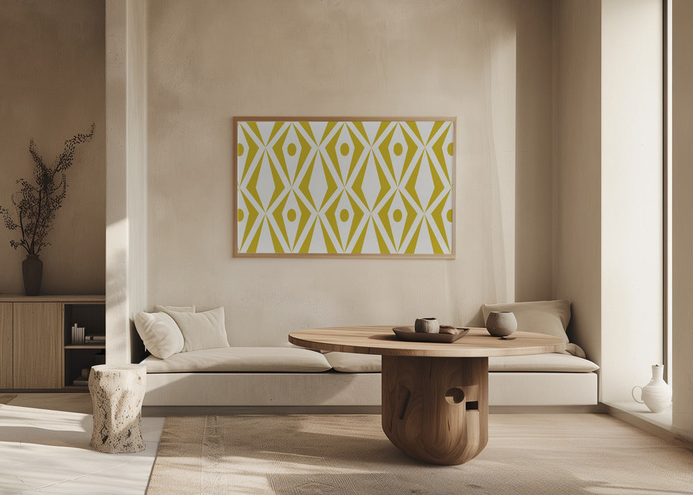 Minimalist art deco geometric diamonds yellow | Poster