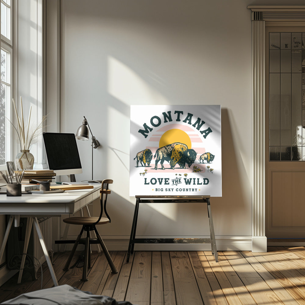 Montana Buffalo Art: Rakasta villiä | Canvastaulut