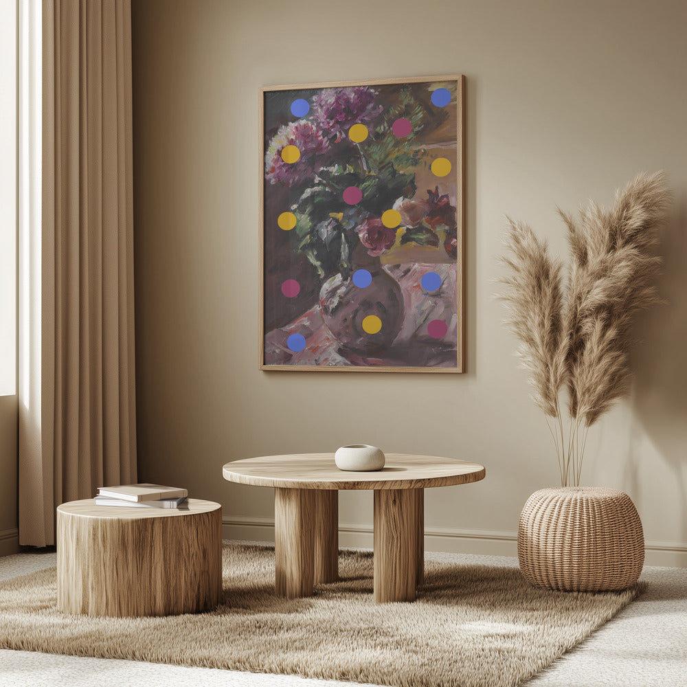 Classic Vase of Flowers And Dots | Poster