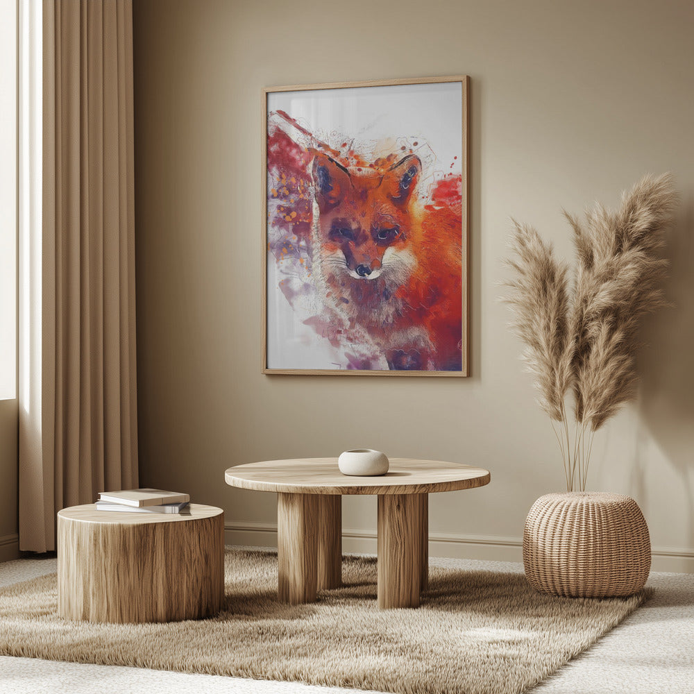Tier Rotfuchs Aquarell Tierkunst | Poster