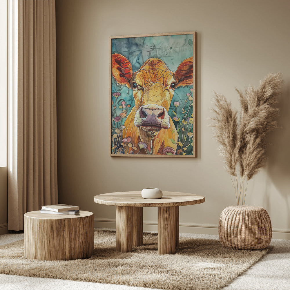 Cow watercolor animal art 4 | Poster