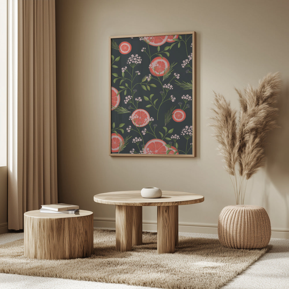 Holunderblüten und Orangen Schwarz 2 | Poster