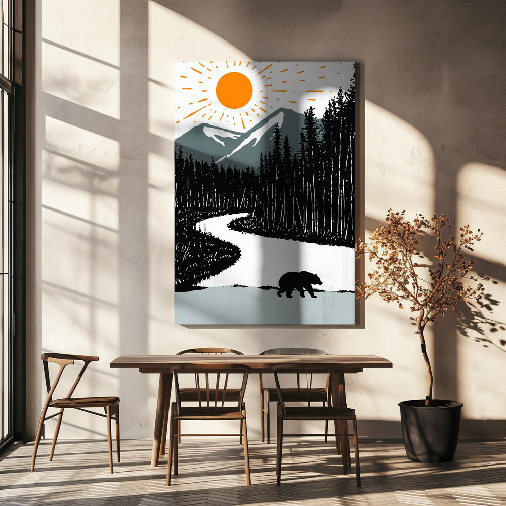 Ours au bord de la rivière | Tableaux sur Toile