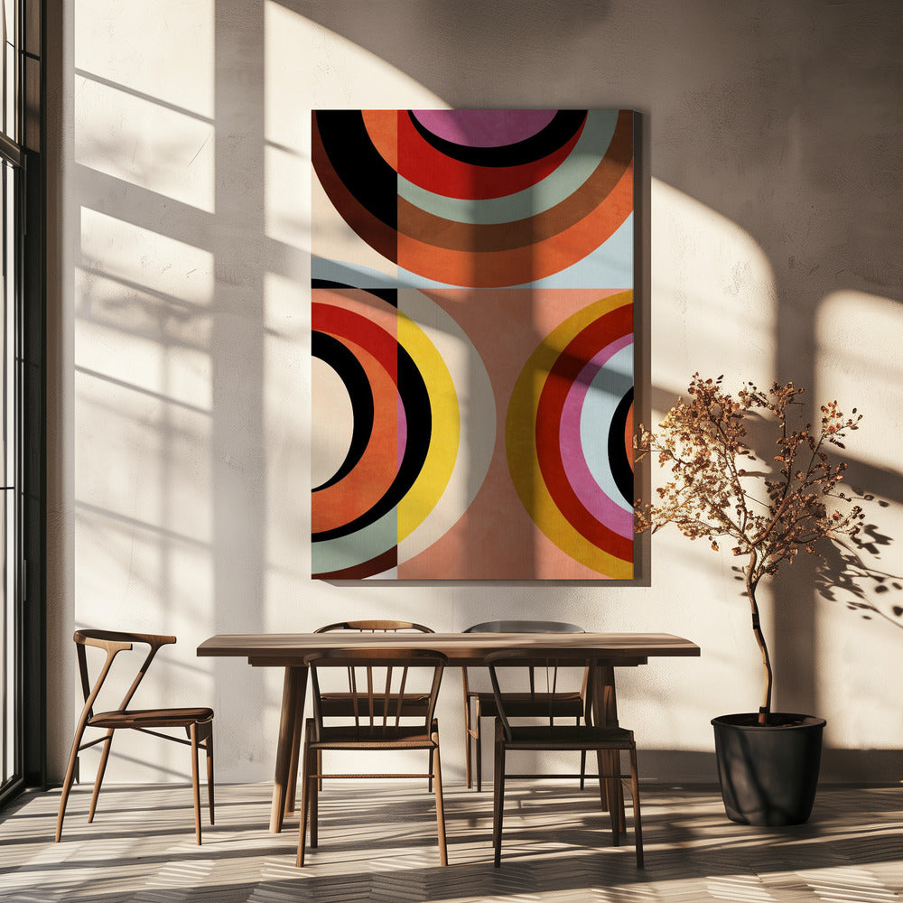 Couleurs chaudes Bauhaus Géométrie3 | Tableaux sur Toile