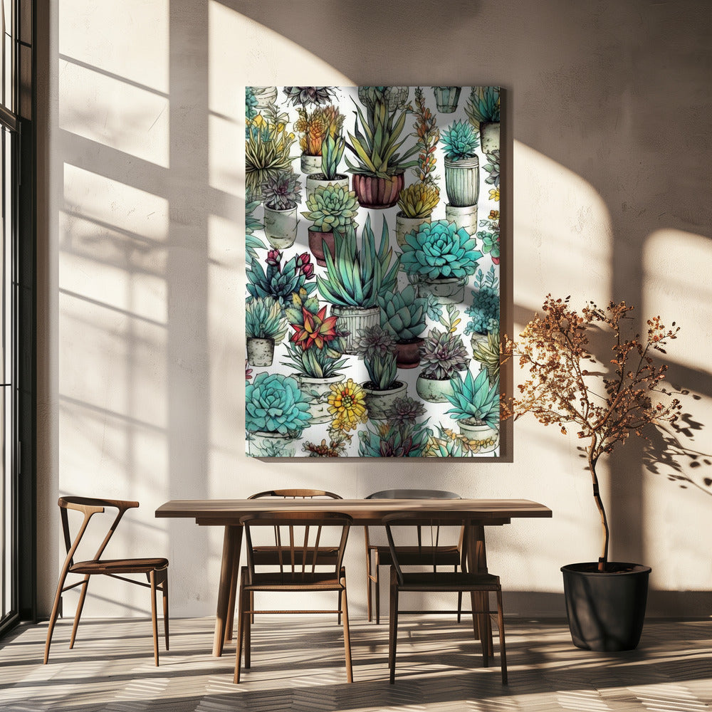 Plantes succulentes et cactus 14 FLEURS EN POT | Toile