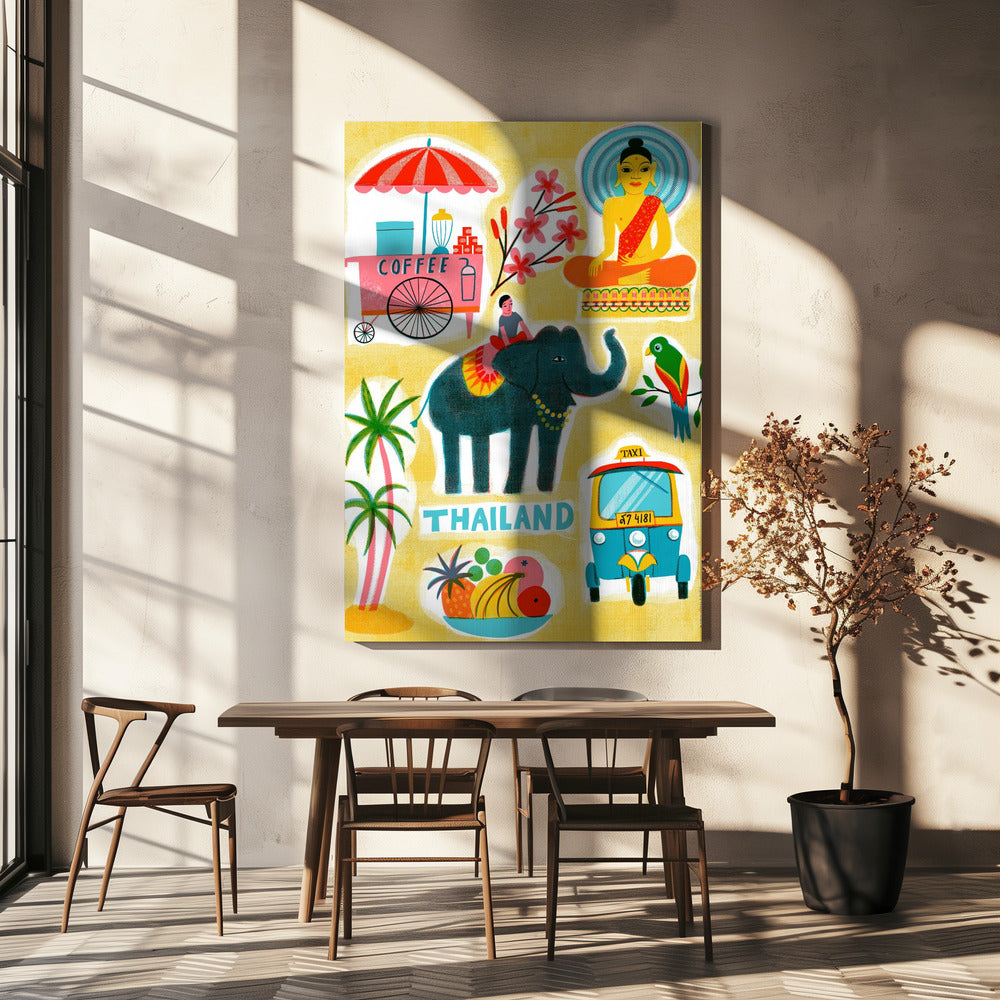 Sérigraphie Vintage Travel Thaïlande | Tableaux sur Toile