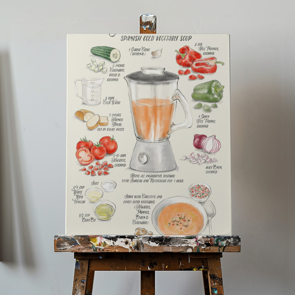Recette illustrée de gaspacho en anglais | Tableaux sur Toile
