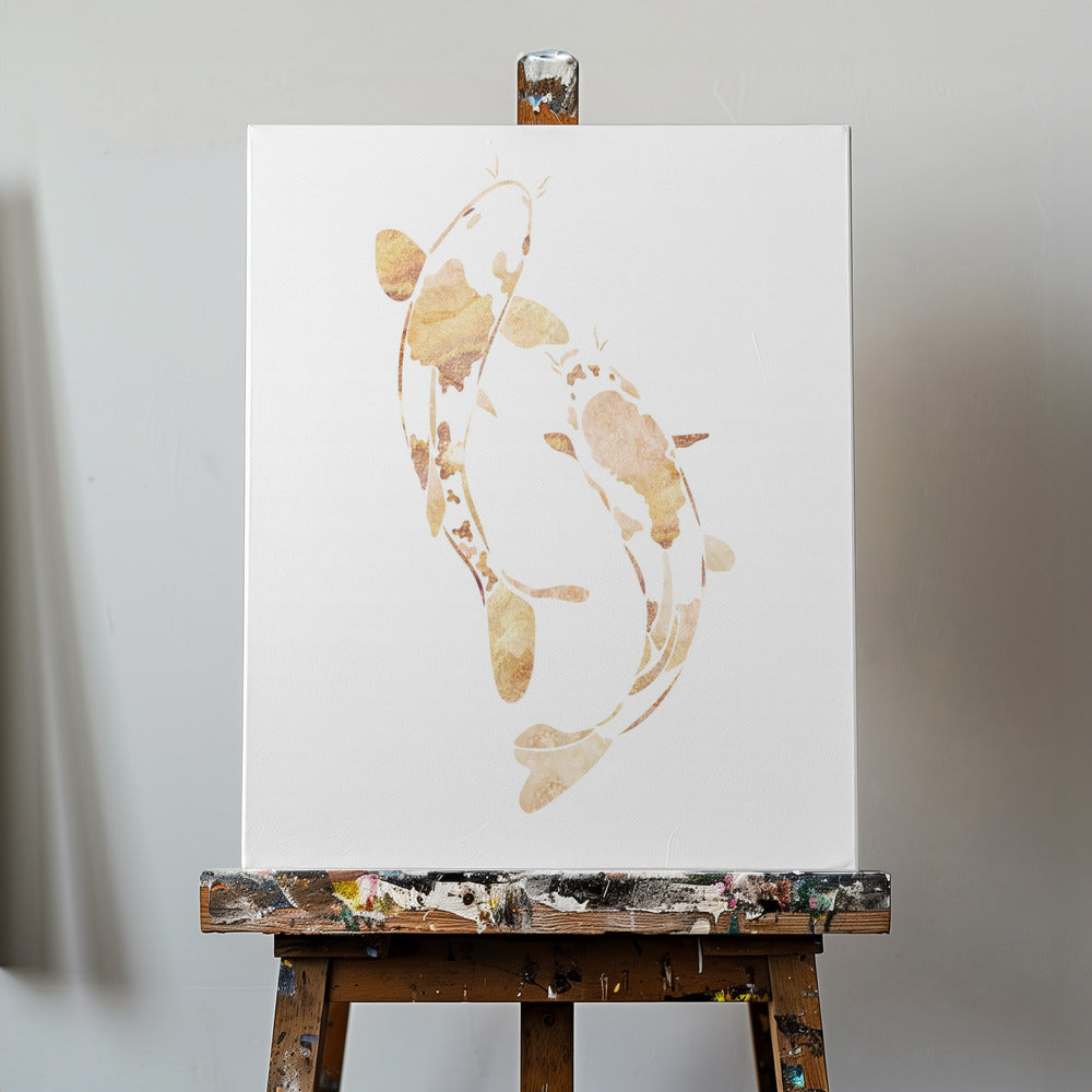 Gold koi fish silhouettes | Canvas